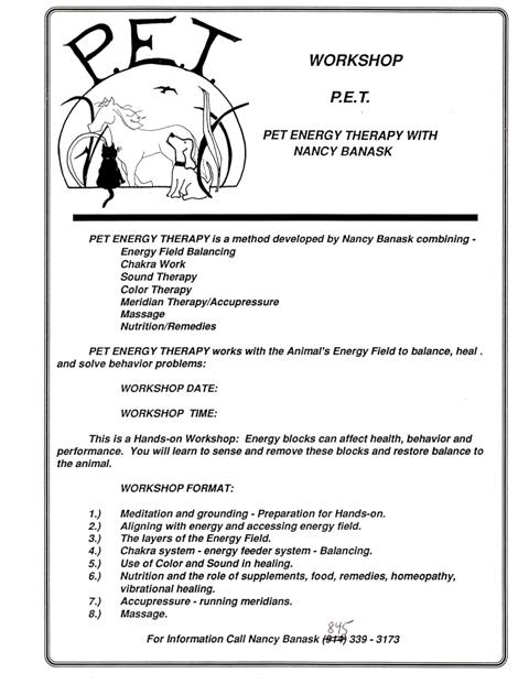 Pet Energy Therapy Brochure